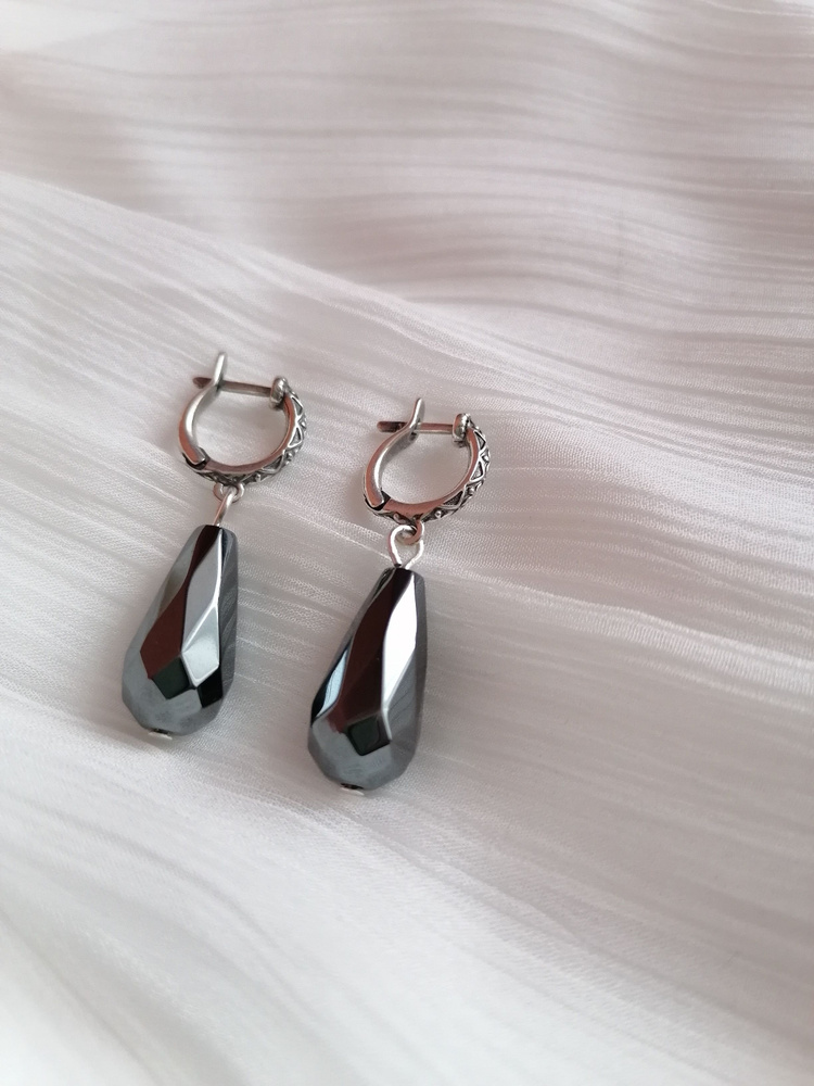 Серьги капля из гематита/черный/Ларец/гематитовые серьги - купить с ...