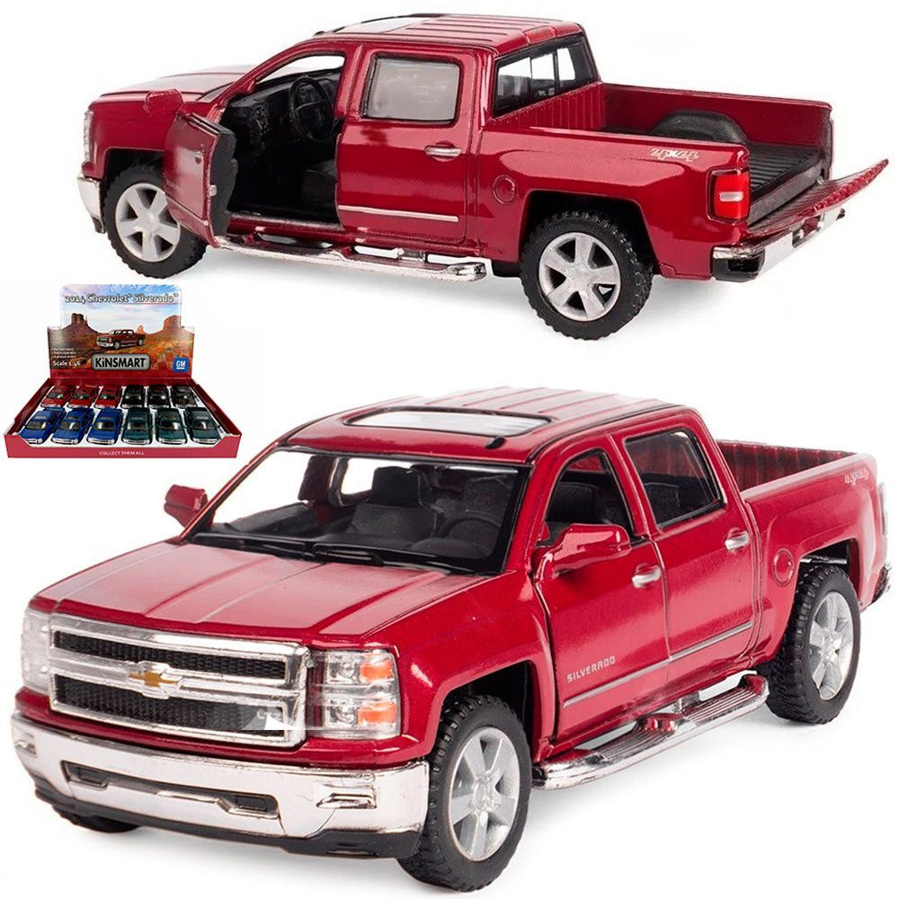 Машинка металлическая Kinsmart 1:46 2014 Chevrolet Silverado KT5381D инерционная / Красный  #1