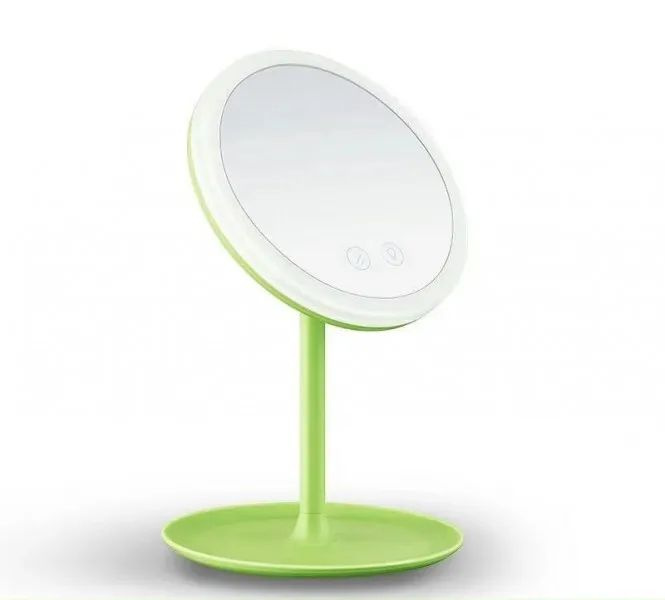 Настольное зеркало для макияжа с подсветкой, зеленое #1