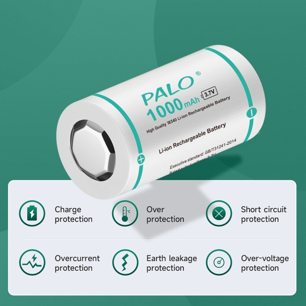 PALO Аккумуляторная батарейка 18350, 3,7 В, 1000 мАч, 1 шт #1