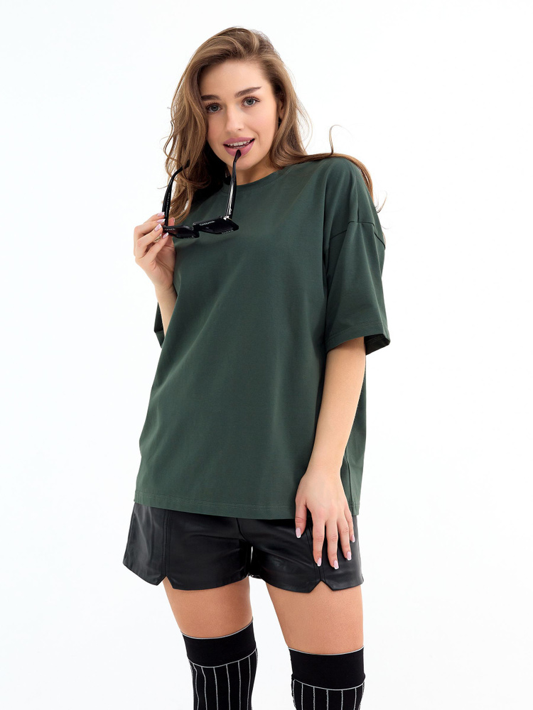 Футболка Y-STYLE, размер 44, цвет темно-зеленый, хлопок 95%,лайкра 5% ...