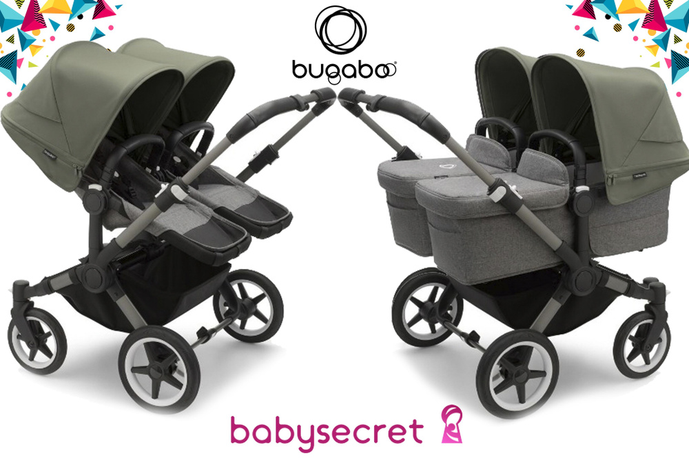 Детская коляска 2 в 1 для двойни Bugaboo Donkey5 Twin шасси Graphite (Grey/Forest Green )  #1