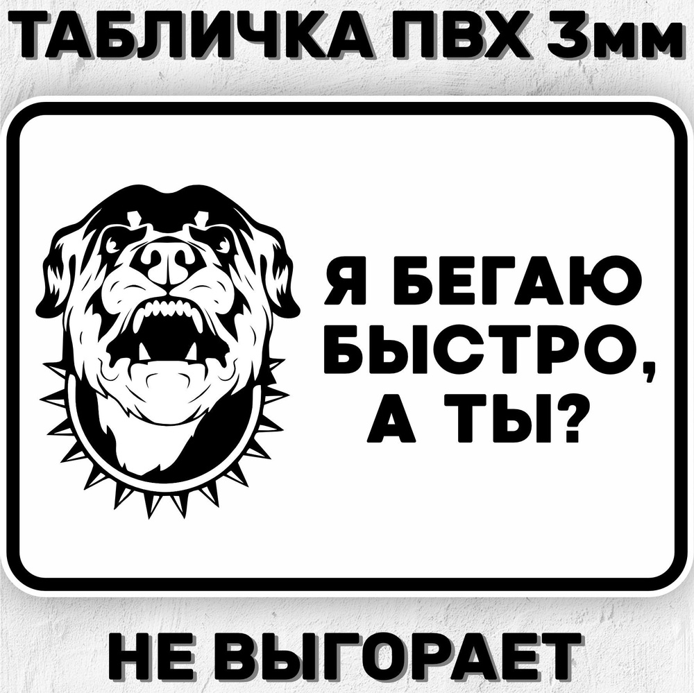 Табличка информационная Прикольная Злая собака Я бегаю быстро, а ты? 40х30  см, 40 см, 30 см - купить в интернет-магазине OZON по выгодной цене  (1041776713)