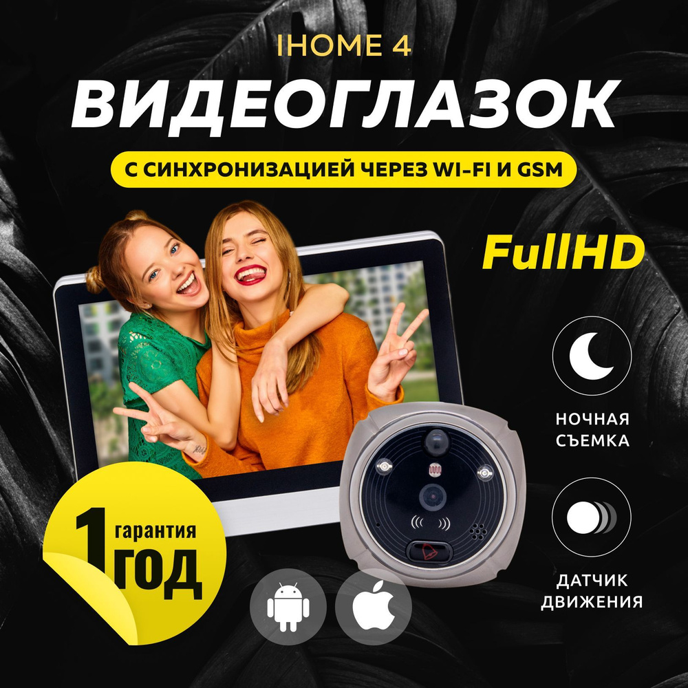 Видеоглазок iHome Series, 1024x600 купить по низким ценам в  интернет-магазине OZON (745398107)