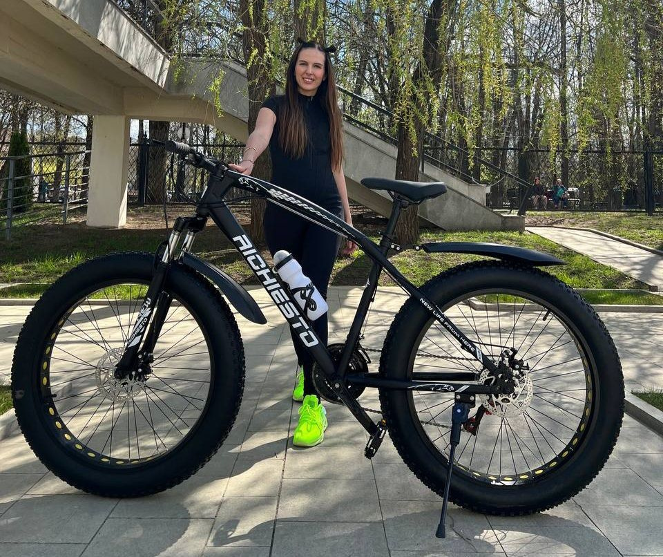 Велосипед Fat-bike RICHIESTO 26" Фэтбайк на широких колесах На спицах ...
