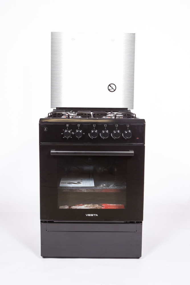 Комбинированная плита VESTA-VALENCIA VGE 10-E черная, газовая с ...
