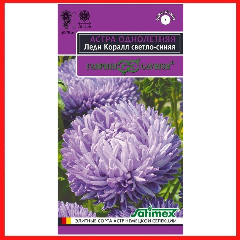 Семена Астра розовидная "Леди Корал светло-синяя" 0,05 гр, однолетние цветы для дачи, сада и огорода, #1