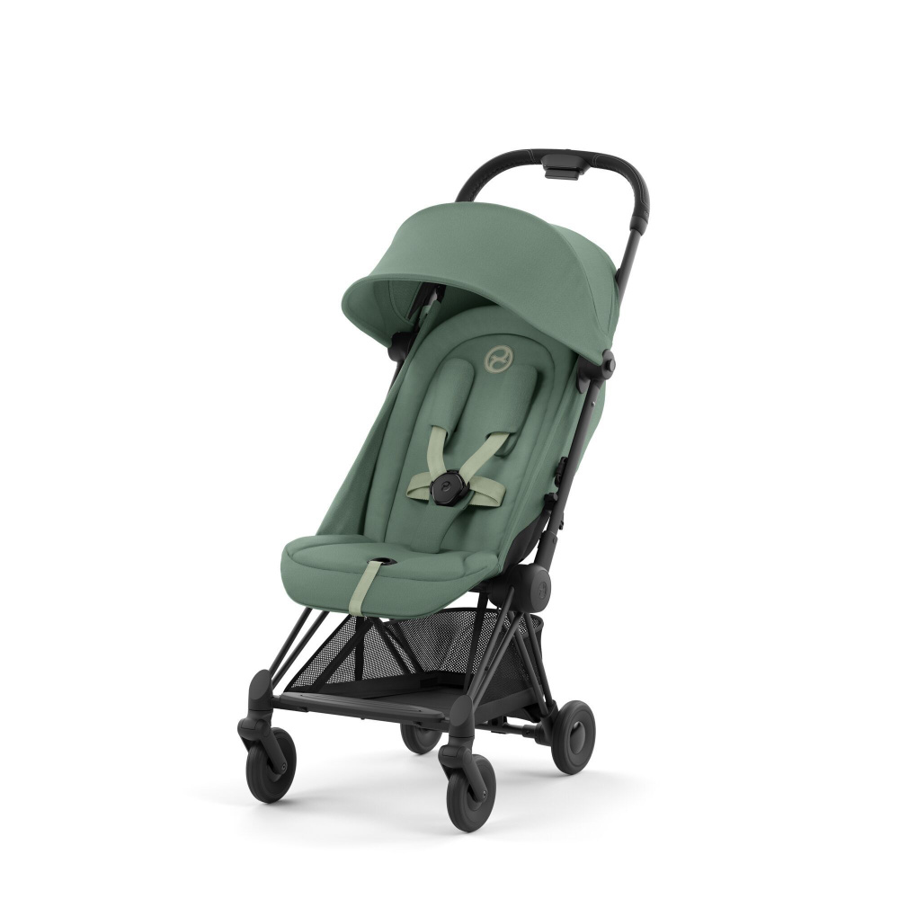 Прогулочная коляска Cybex Coya Leaf Green на шасси Matt Black идеальна для прогулок, багажа, ручной клади, #1