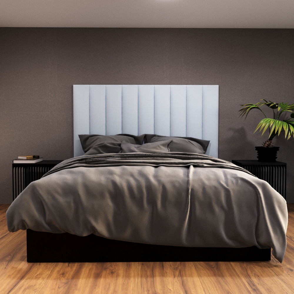 Мягкие стеновые панели, изголовье кровати, размер 20*100, комплект 1шт, цвет светло-серый  #1