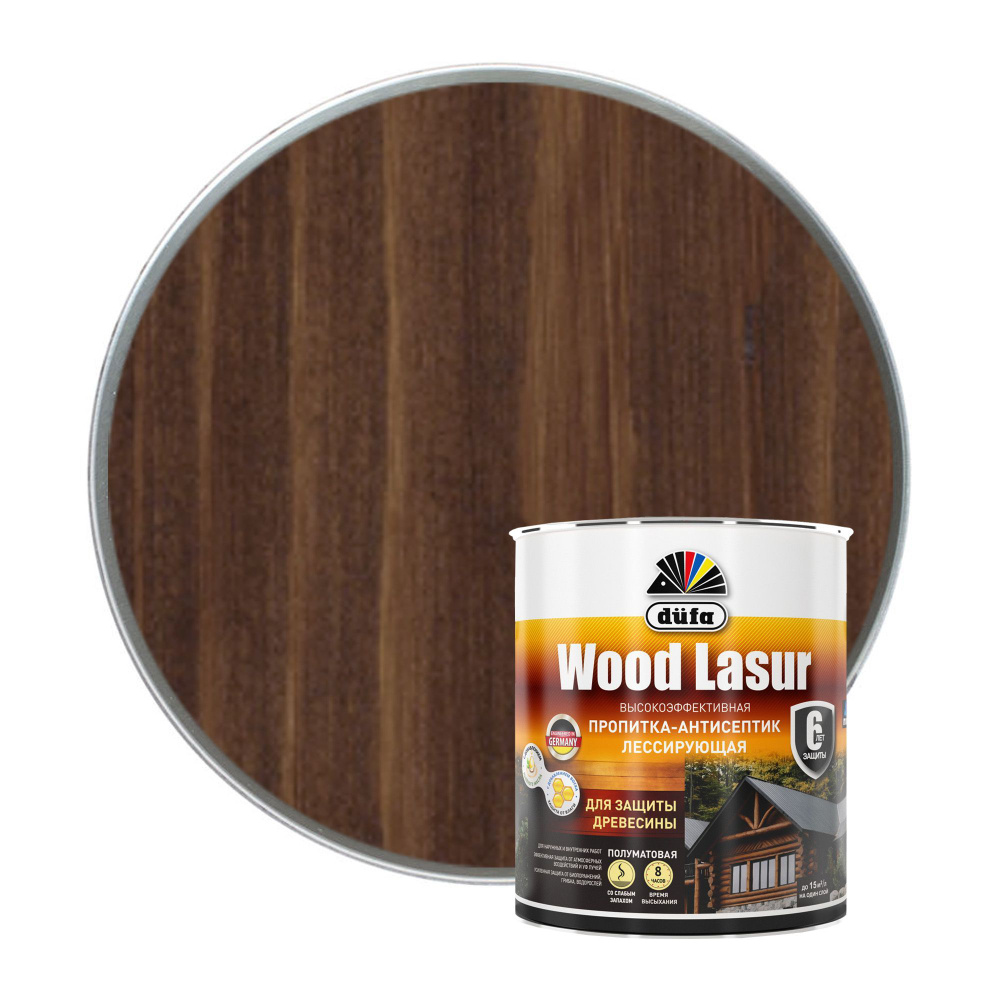 Пропитка лессирующая для защиты древесины Dufa Wood Lasur орех 0,9 л  #1
