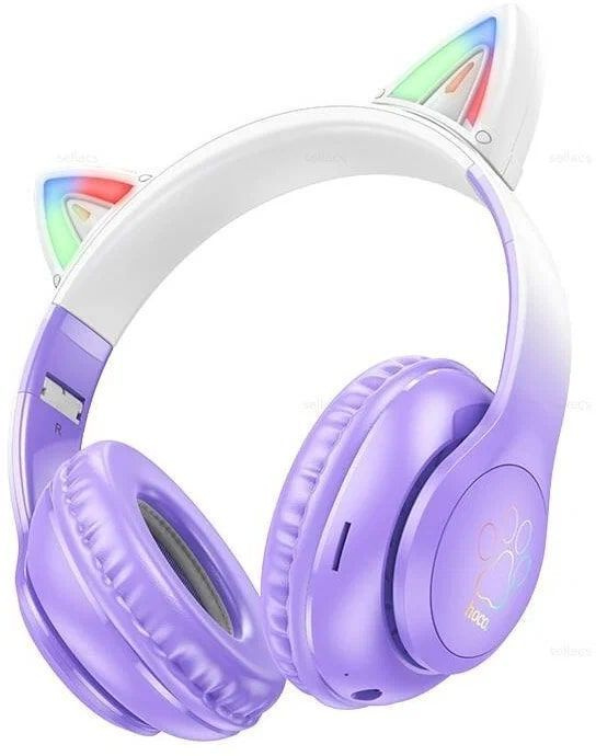 Наушники Bluetooth Кошачьи ушки Hoco W42 Cat ear Purple grape #1