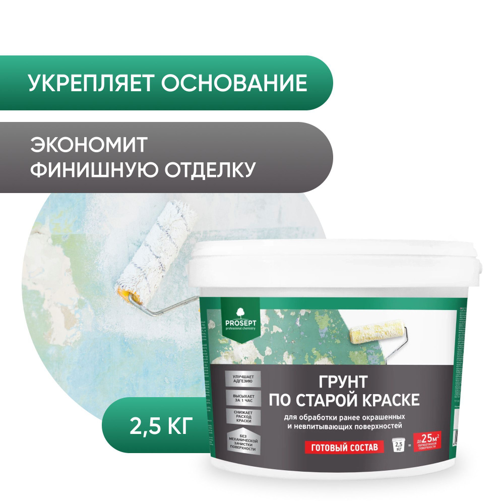 Грунтовка акриловая без запаха по старой краске PROSEPT универсальный грунт  для реставрации мебели и стен бесцветный 2.5 кг. (арт. 078-2)