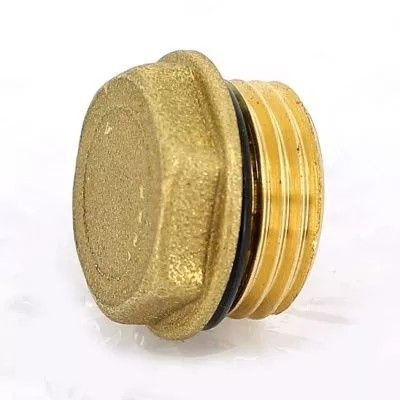 Заглушка латунь 1/2" наружная резьба с резиновым уплотнительным кольцом ...