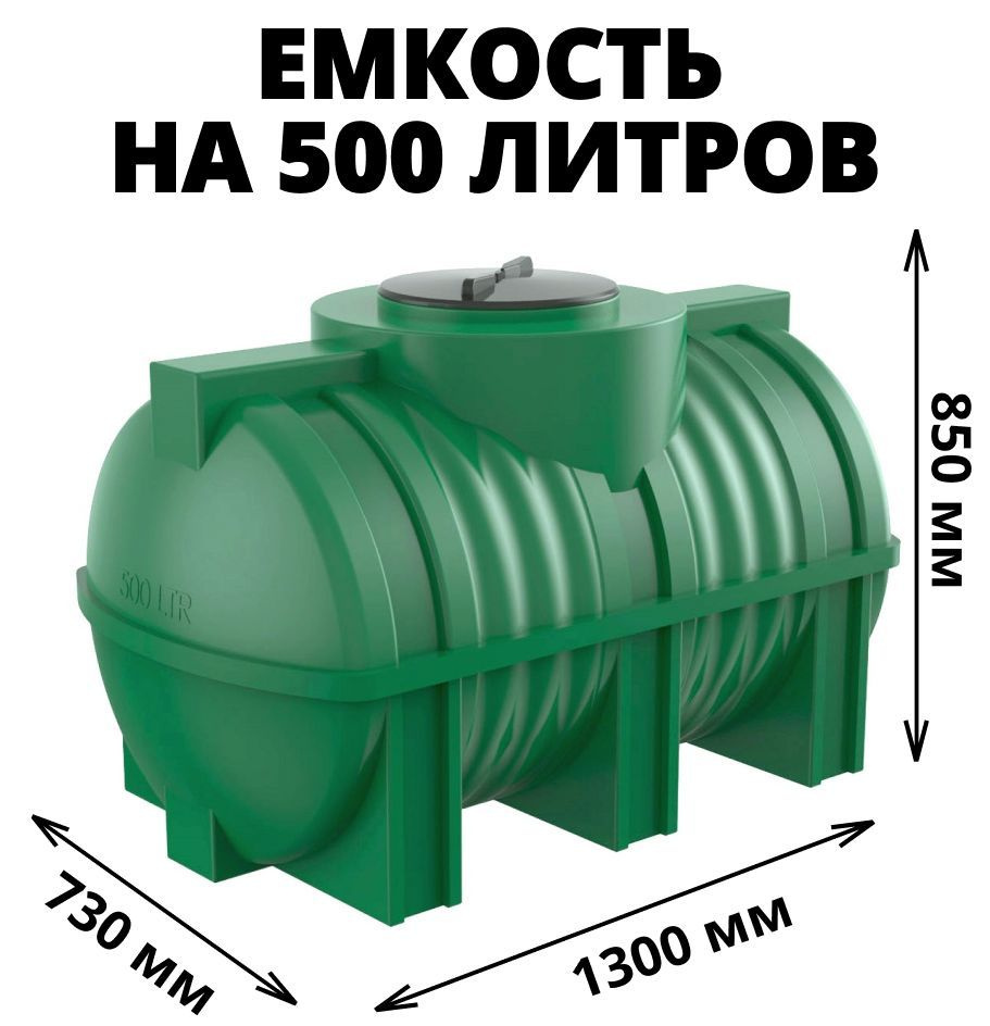 Емкость (бак, бочка) на 500 литров для питьевой и технической воды,  дизтоплива, молочной продукции, цвет-зеленый (G-500) - купить с доставкой  по выгодным ценам в интернет-магазине OZON (593542505)