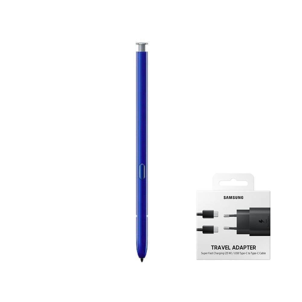 Стилус для телефона Электронное перо Samsung S Pen Note10 /Note10  Plus,серебристо-голубой(EJ-PN970)+25W EP-TA800,комплект в черном или белом  цвете - купить с доставкой по выгодным ценам в интернет-магазине OZON  (1113847049)