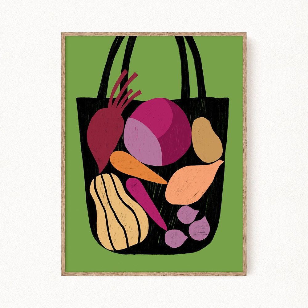 Постер для кухни "Root Veggies Bag - Овощи в сумке", 30х40 см #1