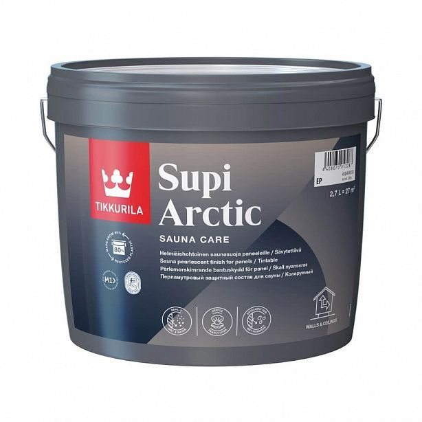 Tikkurila Supi Arctic/Тиккурила Супи Арктик, 2.7л,перламутровый защитный состав для бань  #1