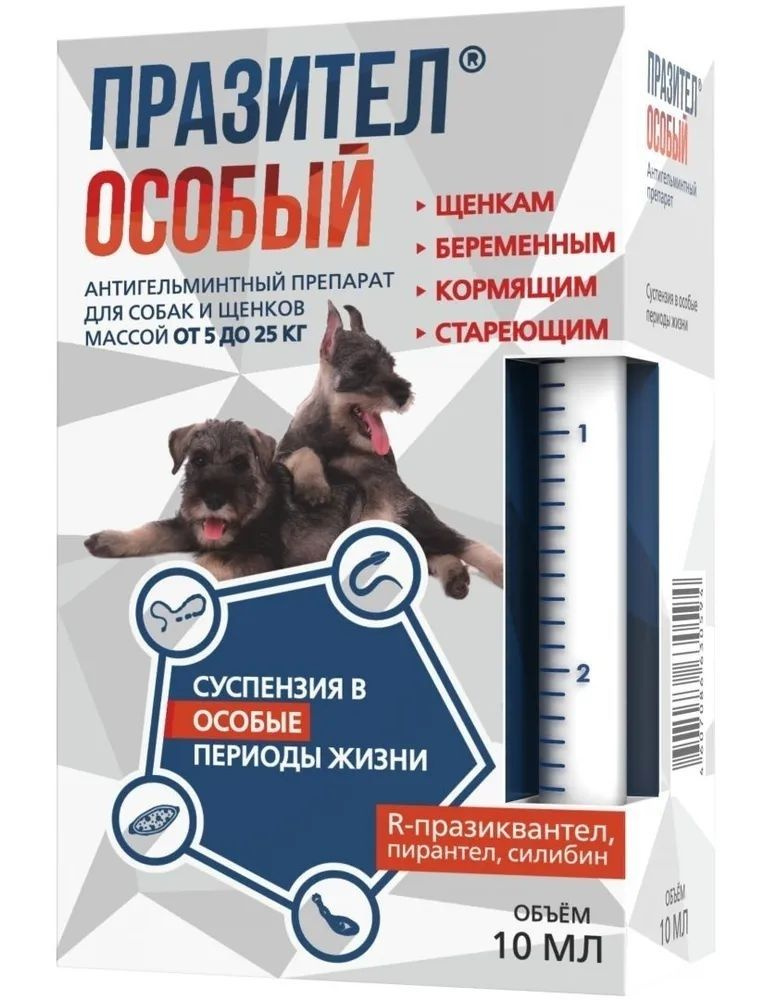 Празител: Особый, суспензия, антигельминтик для собак от 6 лет, 5-25 кг, 10  мл - купить с доставкой по выгодным ценам в интернет-магазине OZON  (1127359054)