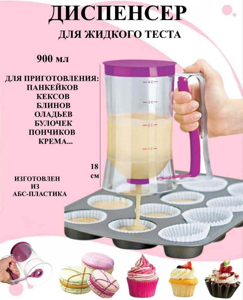 Емкость мерная, 900 мл, ABS пластик, розовый купить по низкой цене с ...