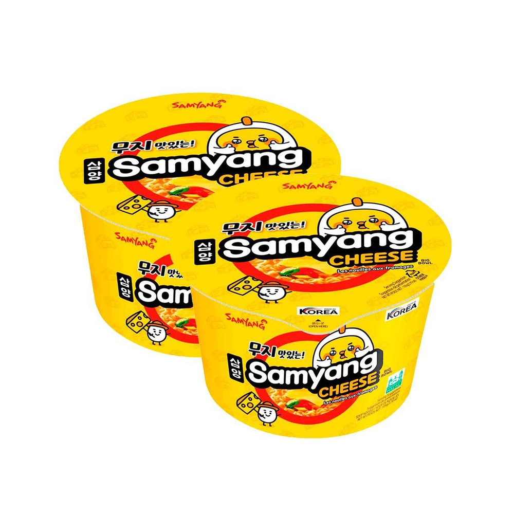 Острая корейская лапша быстрого приготовления Samyang Cheese Ramen со  вкусом сыра (Корея), 105 г (2 шт)