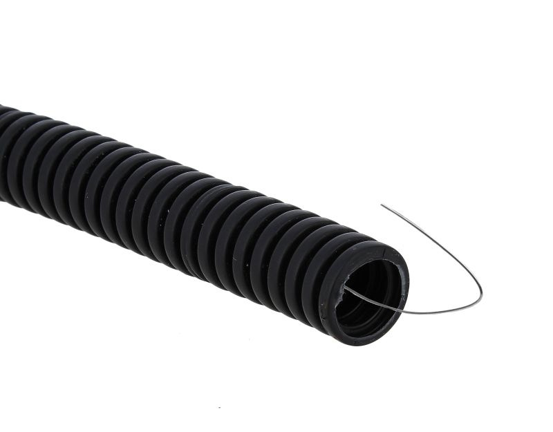 Труба гофрированная ПВХ d32мм с протяжкой черн. (уп.50м) Plast EKF tg-z-32-50-black  #1
