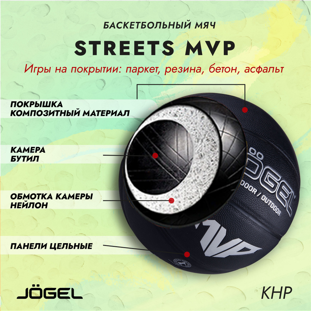 Мяч баскетбольный JOGEL Streets MVP, 7 размер, черный купить по выгодной  цене в интернет-магазине OZON (177377658)