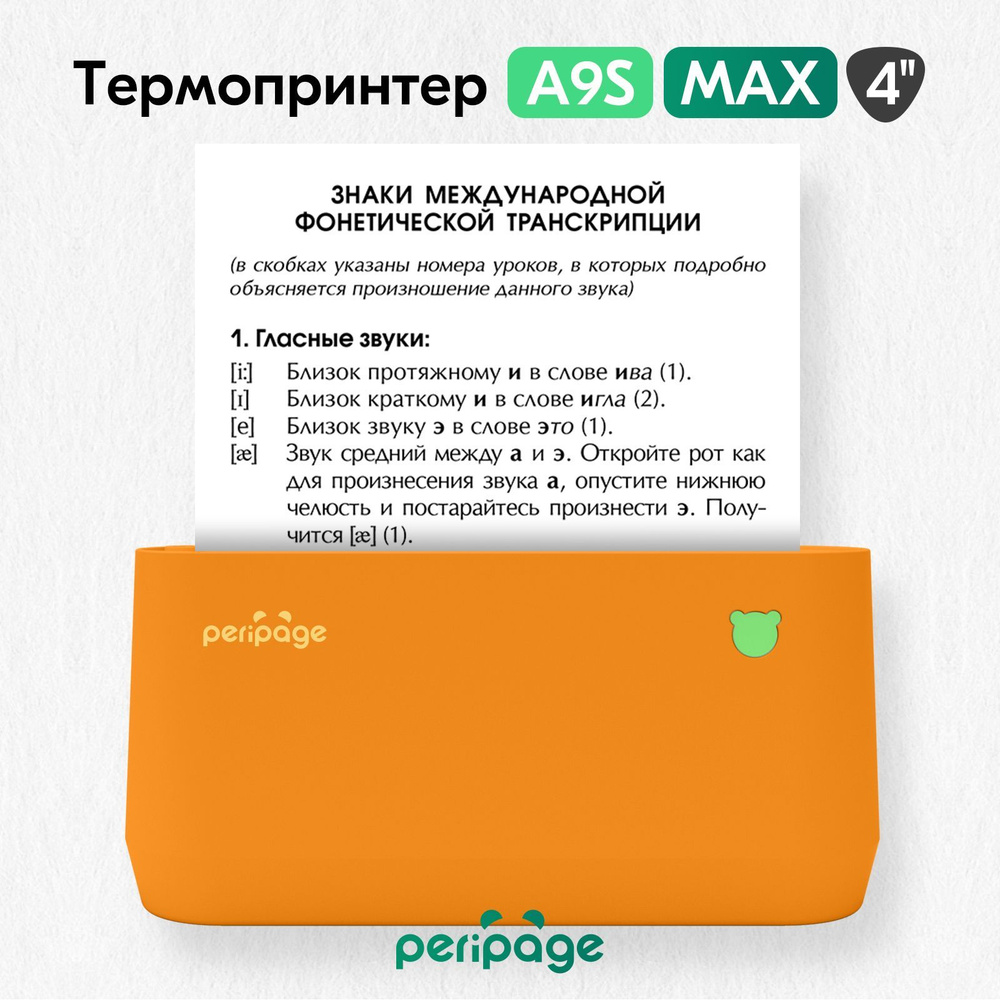 Принтер для наклеек/этикеток PeriPage Портативный термопринтер A9S Max,  Монохромный печать, купить по низкой цене: отзывы, фото, характеристики в  интернет-магазине OZON (907384719)