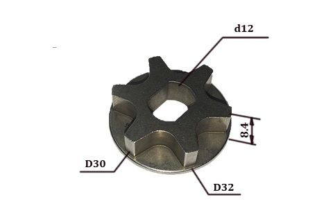 Звездочка для цепной пилы 6 зубов (Dвн. 12x9мм, Dнар. 32мм, H 8,5мм)  #1