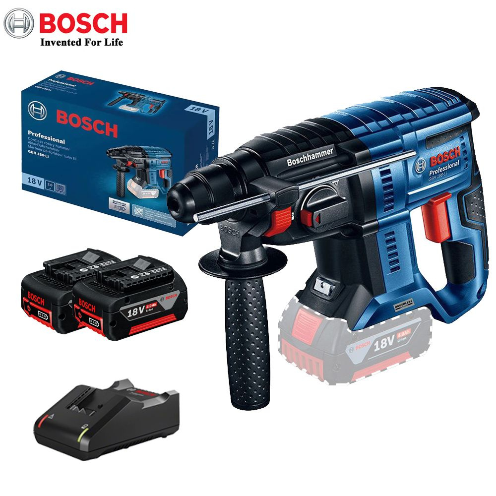 Аккумуляторный перфоратор Bosch GBH180-Li, бесщеточный, аккумулятор 4,0 Ач x2, Оригинальная бумажная #1