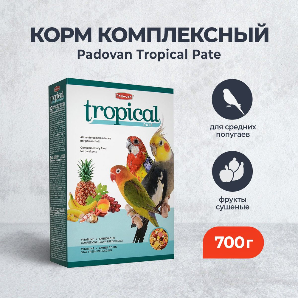 Padovan Tropical Patee корм для средних попугаев с фруктами - 700 г #1