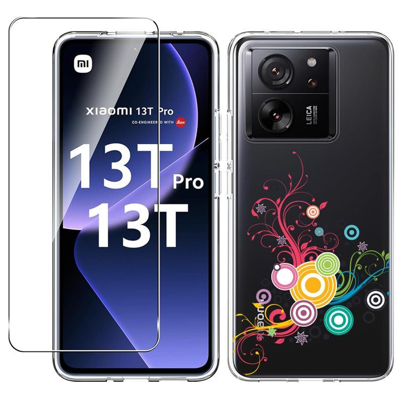 Чехол для Xiaomi 13T / Xiaomi 13T Pro с закаленным стеклом, прозрачный ...