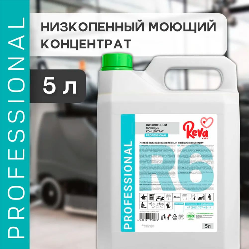 R6 Reva Care Professional Универсальный низкопенный моющий концентрат  средство для мытья пола, химия для клининга дома, 5 литров