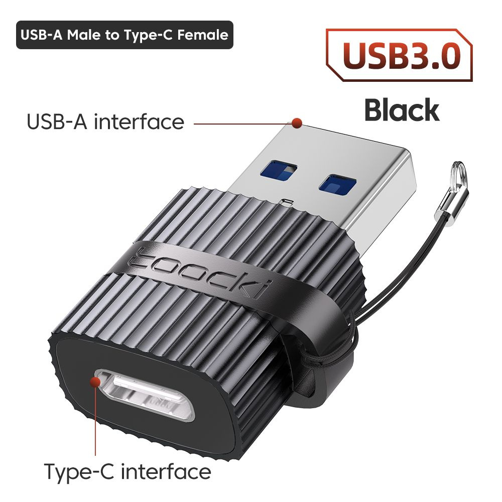 Адаптер USB 3.0 (ПАПА/выход) к Type-C (мама/вход), Toocki, OTG адаптер,  подходит для мобильных телефонов, планшетов, смартфонов и компьютеров -  купить с доставкой по выгодным ценам в интернет-магазине OZON (1365307715)