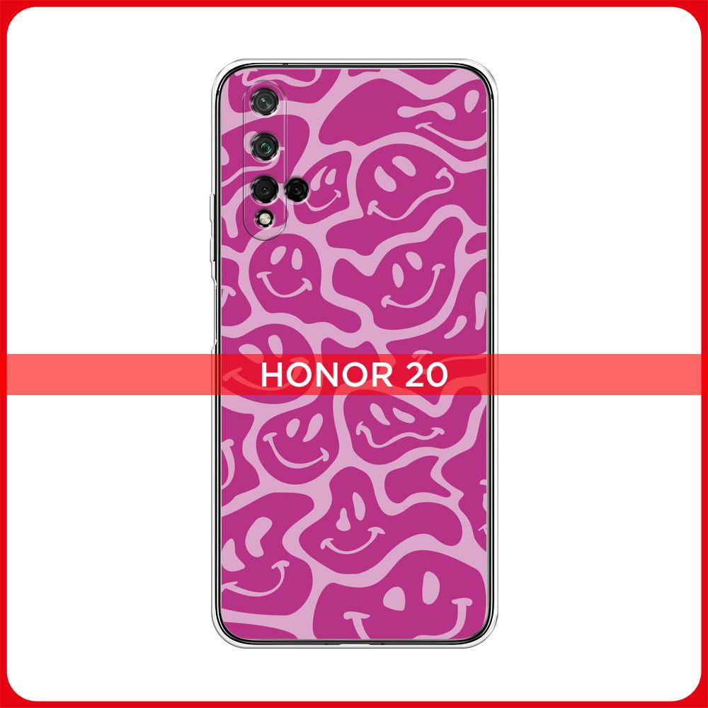 Силиконовый чехол на Honor 20/Huawei Nova 5T / Хонор 20/Хуавей Нова 5Т  Жидкие розовые смайлики - купить с доставкой по выгодным ценам в  интернет-магазине OZON (763341951)