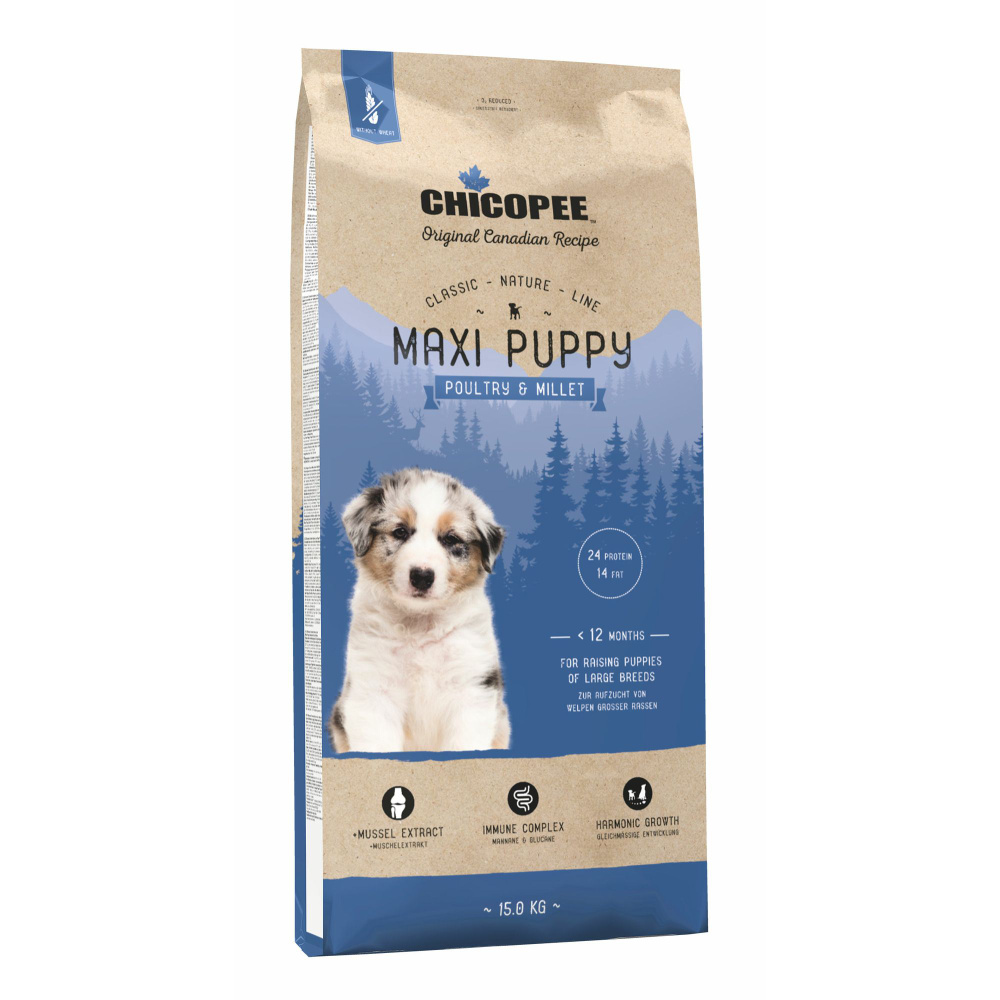 Chicopee CNL Maxi Puppy Poultry & Millet корм для щенков крупных пород с птицей и просом, 15кг  #1