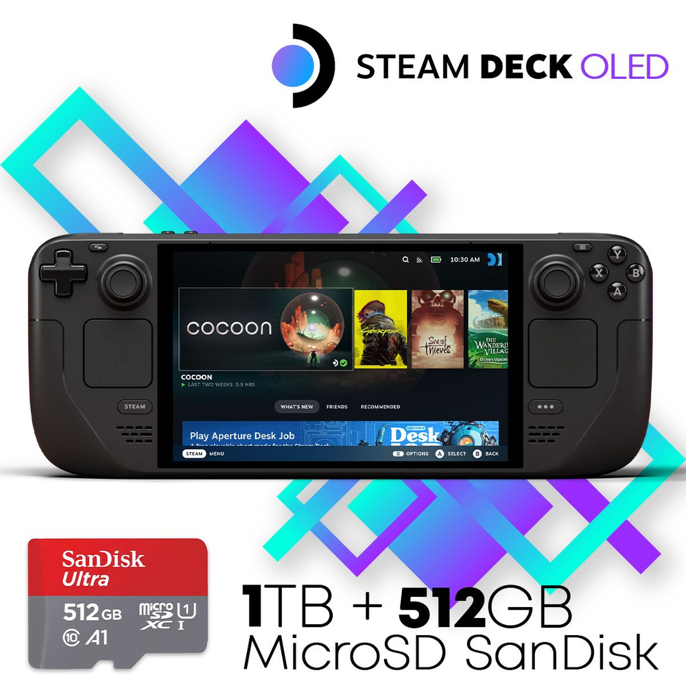 Портативная игровая консоль Valve Steam Deck OLED 1TB + карта памяти  SanDisk Ultra U1 C10 microSDXC UHS-I Card 512GB (комплект) - купить с  доставкой по выгодным ценам в интернет-магазине OZON (1323238439)