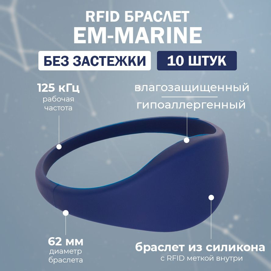 RFID браслет EM-Marine "SLIM" ТЕМНО-СИНИЙ (НЕПЕРЕЗАПИСЫВАЕМЫЙ, не подходит для создания дубликата) 125 #1