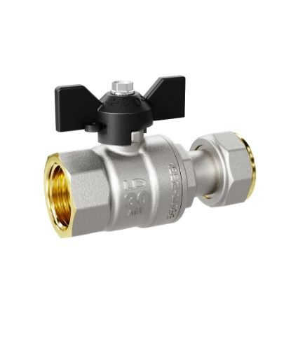 Кран шаровый латунный LD Pride внутренний/накидная гайка, бабочка Ду20 ...