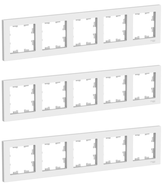 Рамка 5-постовая, универсальная, Schneider Electric/Systeme Electric AtlasDesign, БЕЛЫЙ(глянцевый) ATN000105(комплект #1