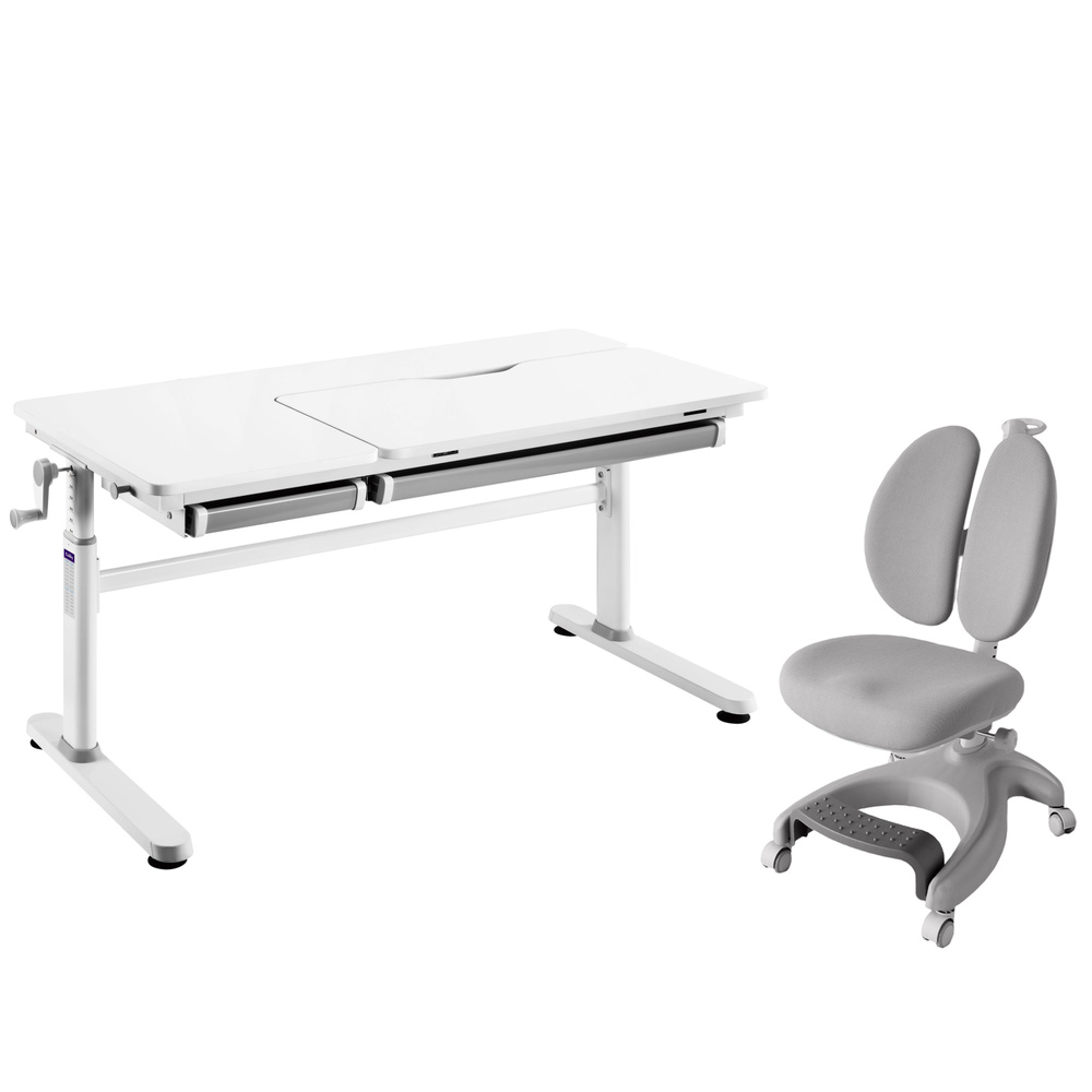 CUBBY Комплект парта + стул Трансформер Комплект парта Iris Grey + кресло Solerte Grey, 120х60х76 см #1