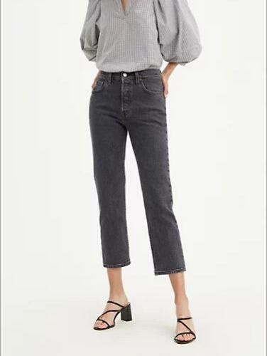 Levi's 501 crop hot sale jeans grey