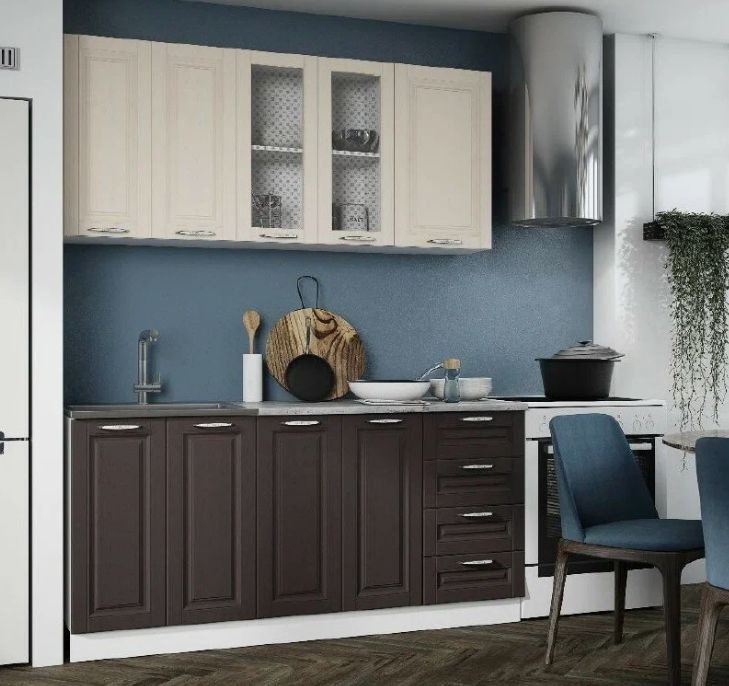 Кухонный гарнитур, кухня, готовый комплект Вита 1,6 м Крем/Шато Арабика ...