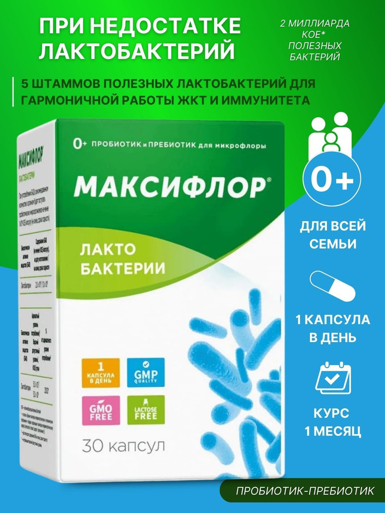 Комплекс лактобактерии Максифлор лакто 500мг 30 капсул купить на OZON ...