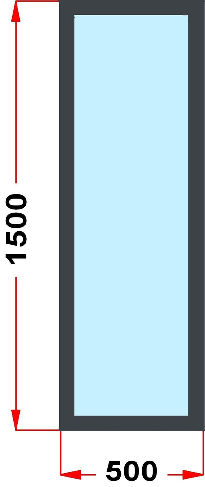 Окно из профиля Grunder 60 мм (1500 x 500), не открывающееся, стеклопакет 2 стекла, темно-серое снаружи, #1