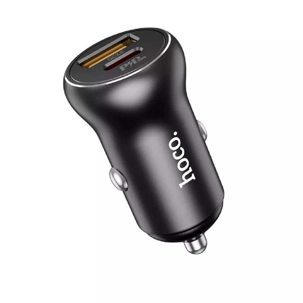 Быстрая автомобильная зарядка в прикуриватель для телефона Hoco NZ5 с двумя портами Typec - C + USB  #1