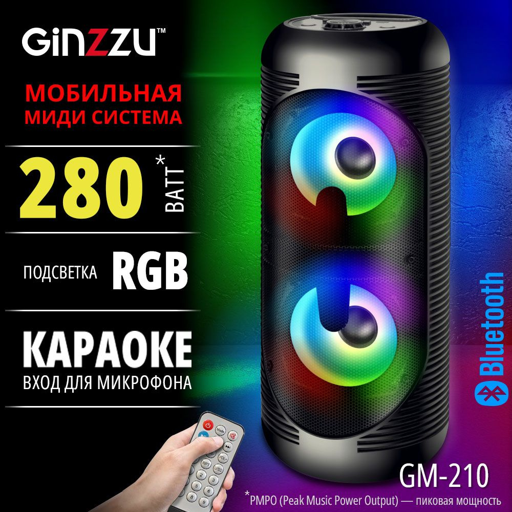 Беспроводная колонка Ginzzu GM-210 - купить по доступным ценам в  интернет-магазине OZON (164283250)