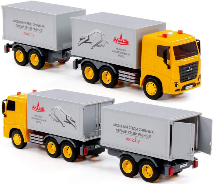 Инерционный грузовик (свет+звук) фура фургон МАЗ с прицепом - 47 см ...