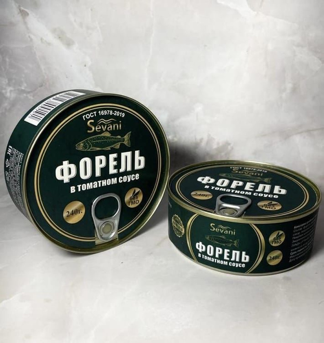 консервы форель. консервы форель. консервы форель натуральная. форель натуральная в собственном соку. консервы "форель радужная в томатном соусе" 240гр.