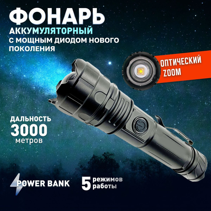 Фонарик аккумуляторный туристический тактический с лазерным диодом BALD ...