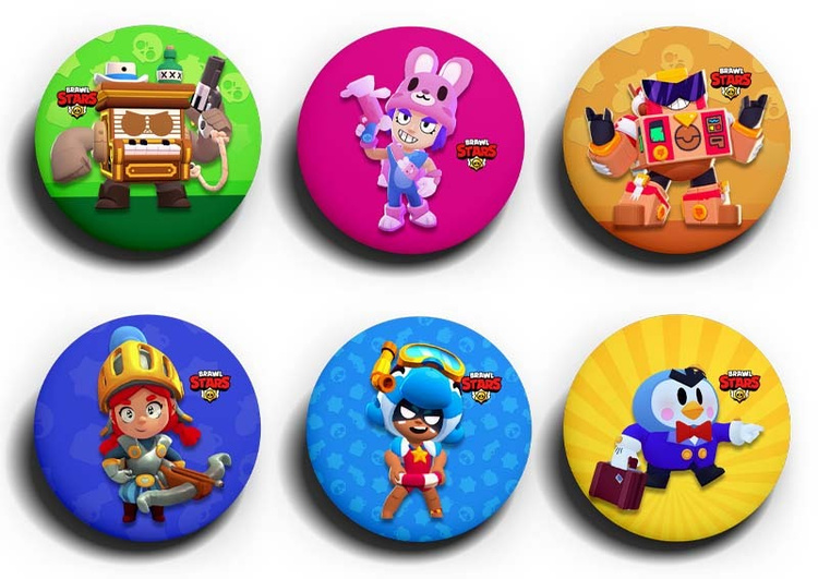 Значки BS7 "Brawl stars Браво старс ( 8 бит, Нита, Пенни, мистер П ...